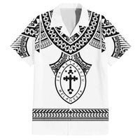 Personalised Melanesian Brotherhood Hawaiian Shirt With Tribal Pattern LT05 White - Polynesian Pride