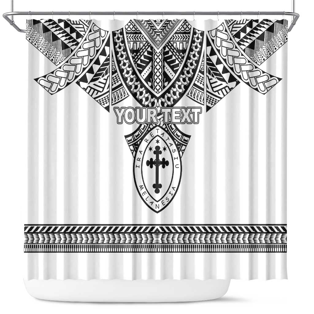 Personalised Melanesian Brotherhood Shower Curtain With Tribal Pattern LT05 White - Polynesian Pride