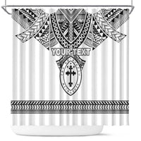 Personalised Melanesian Brotherhood Shower Curtain With Tribal Pattern LT05 White - Polynesian Pride
