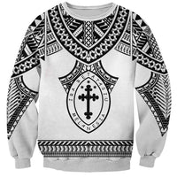 Personalised Melanesian Brotherhood Sweatshirt With Tribal Pattern LT05 Unisex White - Polynesian Pride