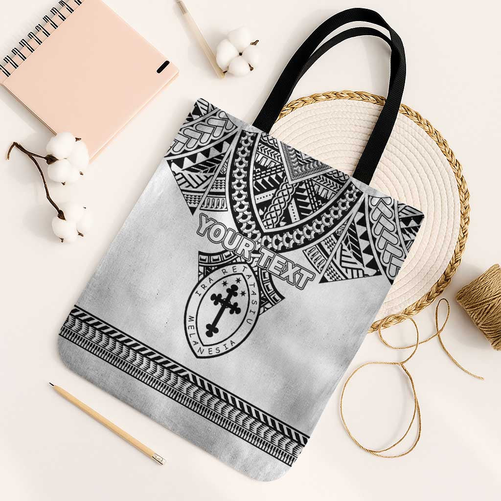 Personalised Melanesian Brotherhood Tote Bag With Tribal Pattern LT05 Black Strap One Size White - Polynesian Pride