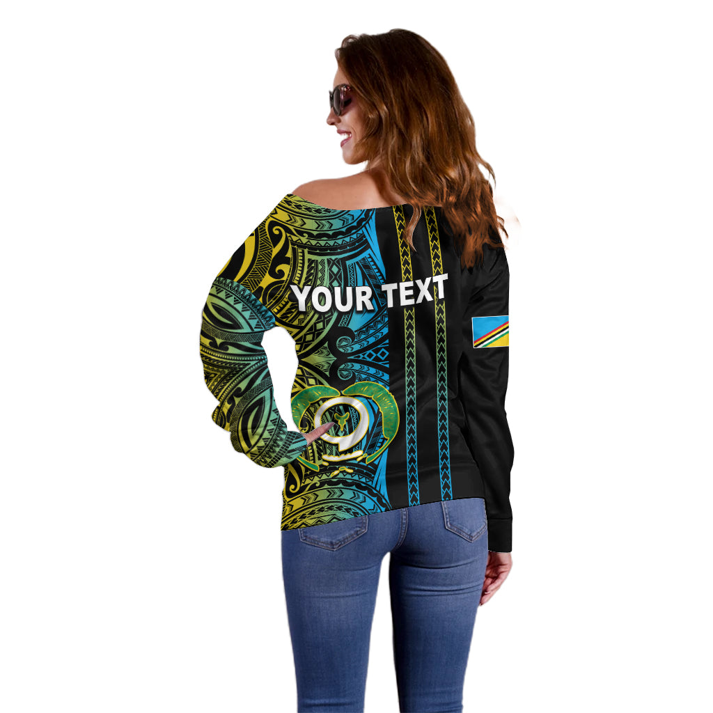 Custom Vanuatu Torba Off Shoulder Sweater Polynesian Tribal LT6 - Polynesian Pride