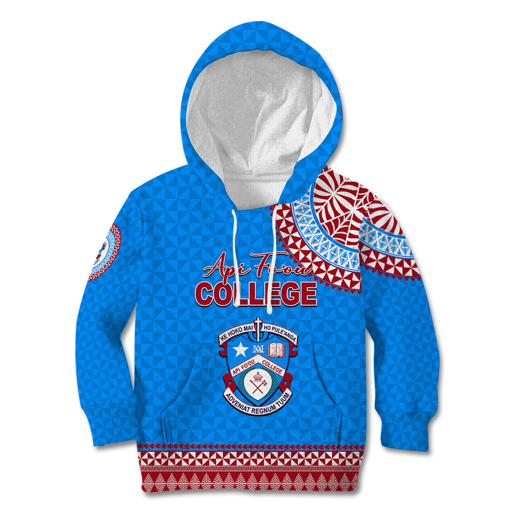 Tonga School Api Fo'ou College Kid Hoodie Tribal Pattern LT6 Hoodie Blue - Polynesian Pride