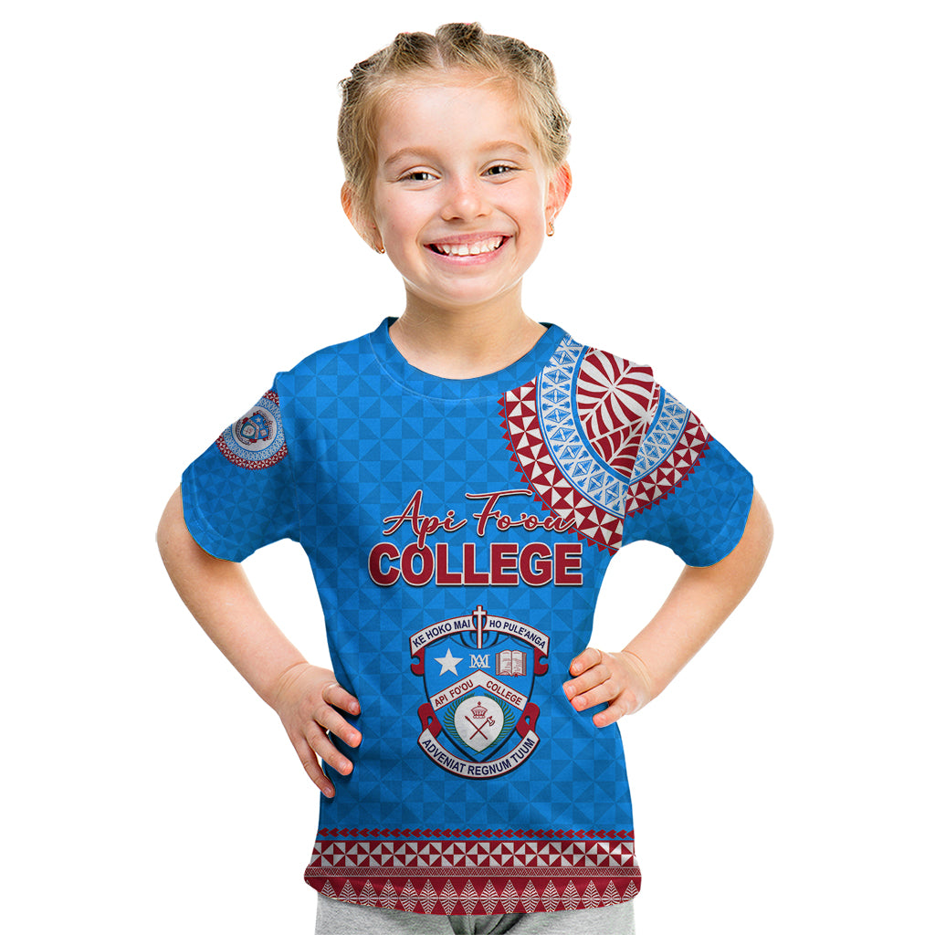 Tonga School Api Fo'ou College Kid T Shirt Tribal Pattern LT6 Blue - Polynesian Pride