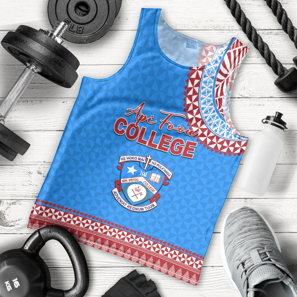 Tonga School Api Fo'ou College Men Tank Top Tribal Pattern LT6 Blue - Polynesian Pride