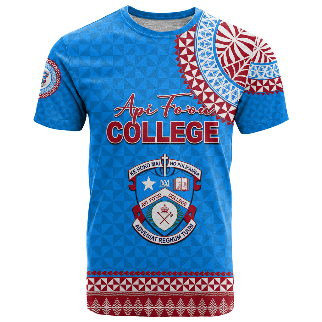 Tonga School Api Foou College T Shirt Tribal Pattern LT6 Blue - Polynesian Pride