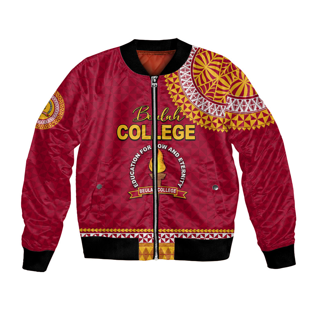 Tonga School Beulah College Bomber Jacket Tribal Pattern LT6 Unisex Maroon - Polynesian Pride