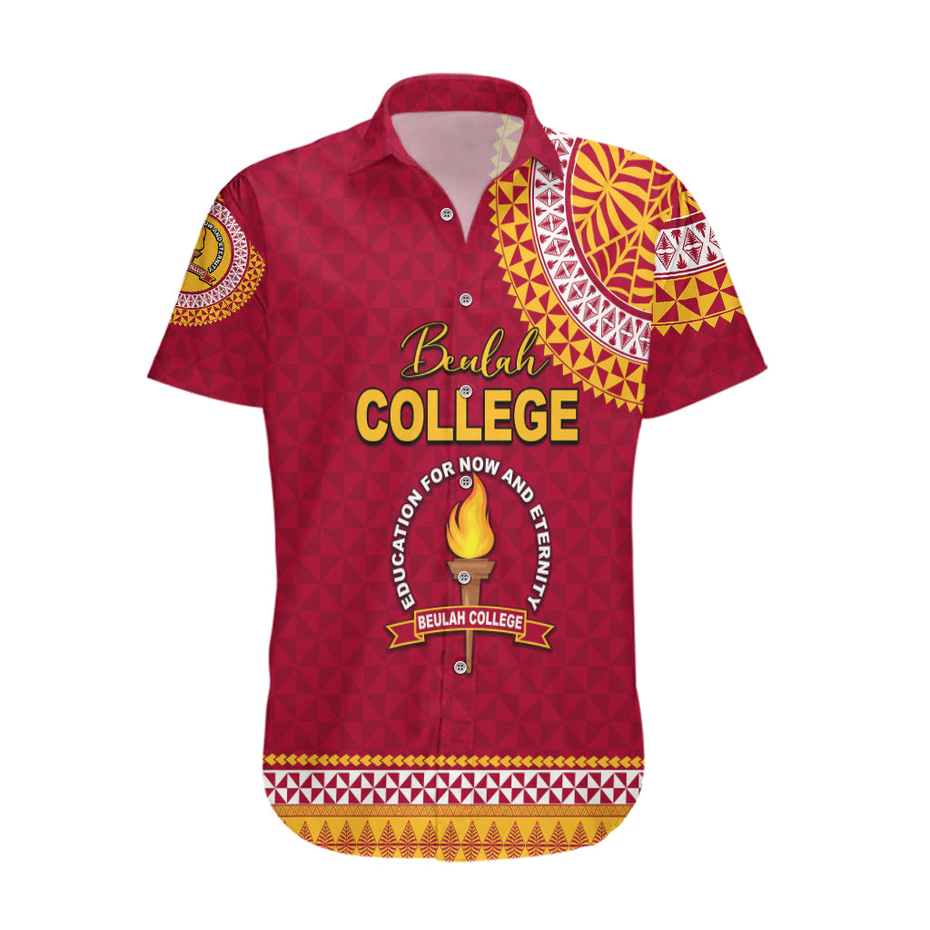 Tonga School Beulah College Hawaiian Shirt Tribal Pattern LT6 Maroon - Polynesian Pride