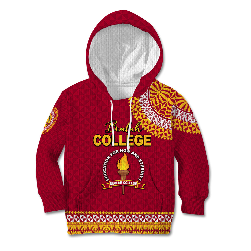 Tonga School Beulah College Kid Hoodie Tribal Pattern LT6 Hoodie Maroon - Polynesian Pride