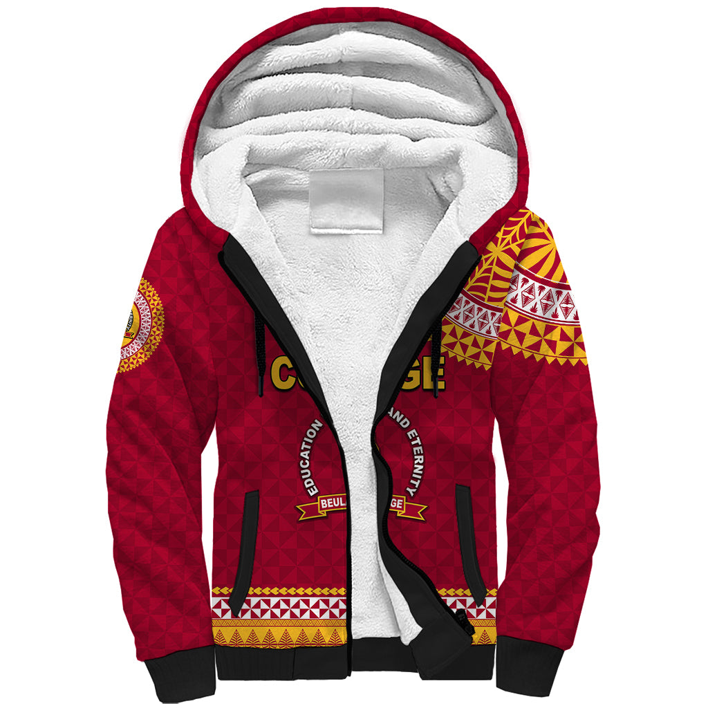 Tonga School Beulah College Sherpa Hoodie Tribal Pattern LT6 Unisex Maroon - Polynesian Pride