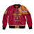 Tonga School Beulah College Sleeve Zip Bomber Jacket Tribal Pattern LT6 Unisex Maroon - Polynesian Pride