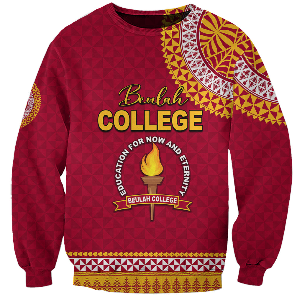 Tonga School Beulah College Sweatshirt Tribal Pattern LT6 Unisex Maroon - Polynesian Pride