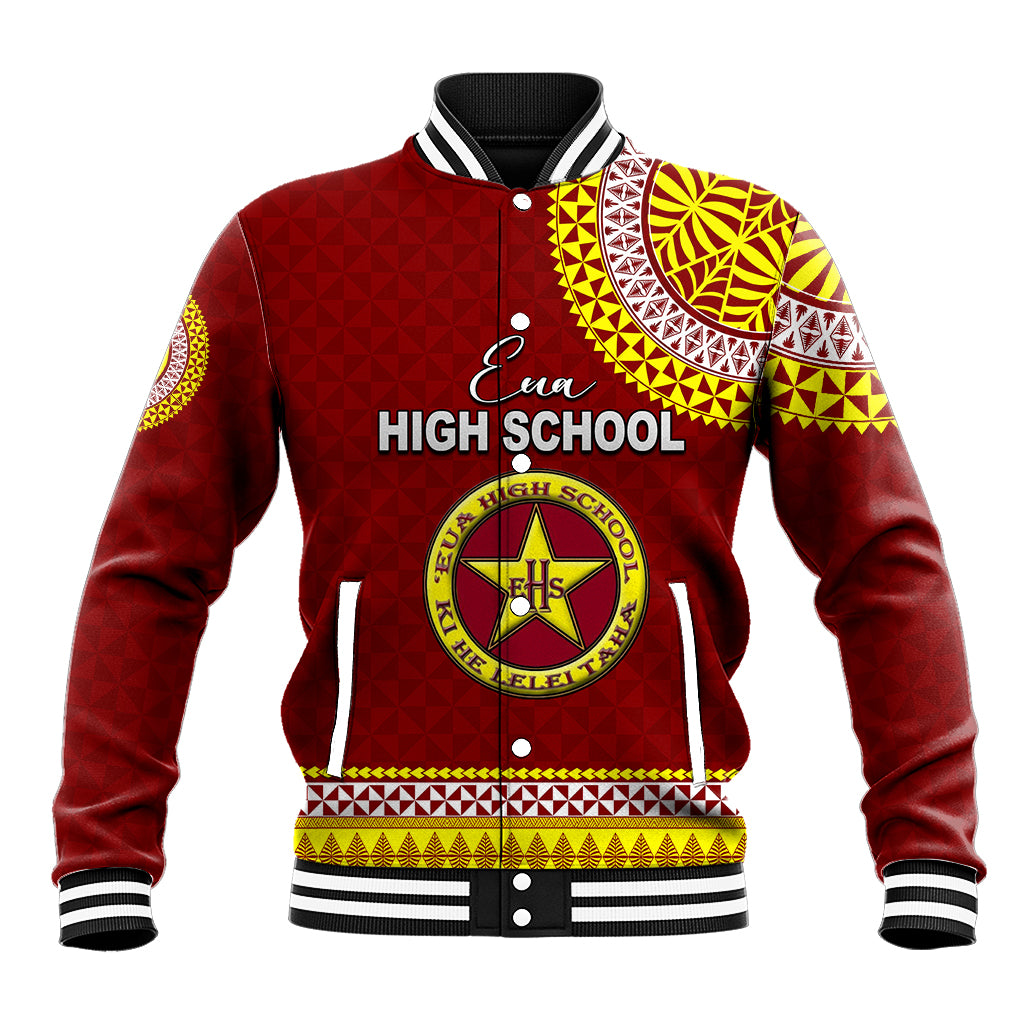 Tonga School Eua High School Baseball Jacket Tribal Pattern LT6 Unisex Maroon - Polynesian Pride