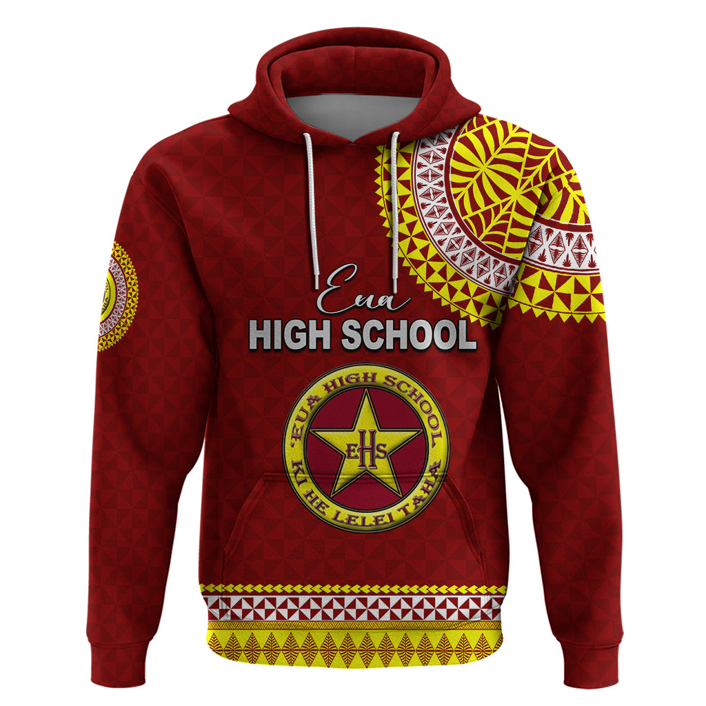 Tonga School Eua High School Hoodie Tribal Pattern LT6 Maroon - Polynesian Pride