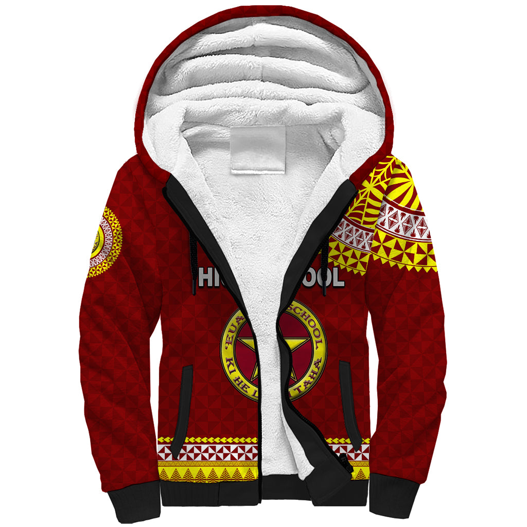 Tonga School Eua High School Sherpa Hoodie Tribal Pattern LT6 Unisex Maroon - Polynesian Pride