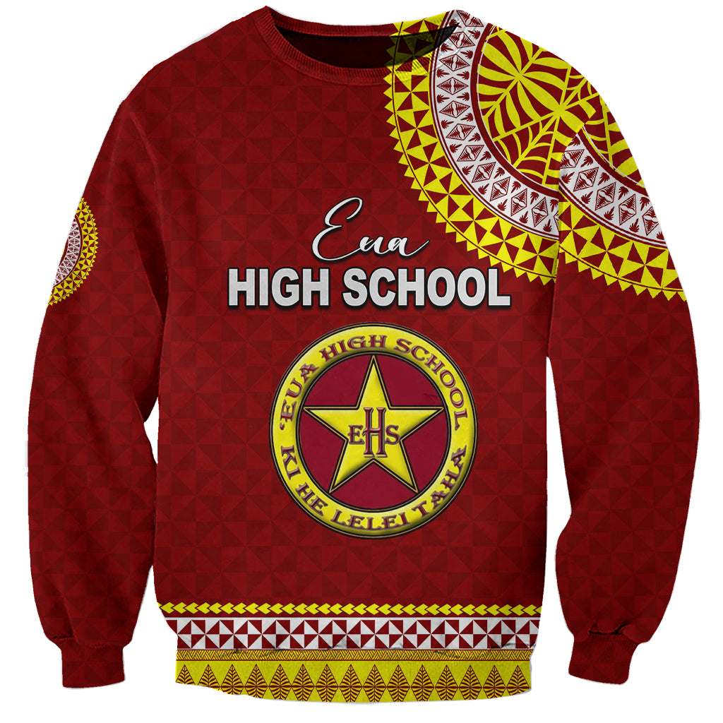 Tonga School Eua High School Sweatshirt Tribal Pattern LT6 Unisex Maroon - Polynesian Pride