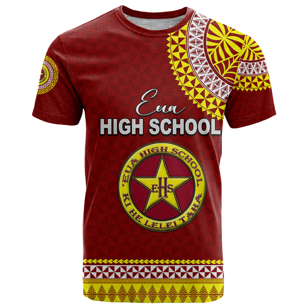 Tonga School Eua High School T Shirt Tribal Pattern LT6 Maroon - Polynesian Pride