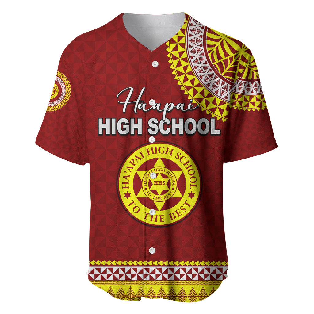 Tonga School Ha'apai High School Baseball Jersey Tribal Pattern LT6 Maroon - Polynesian Pride