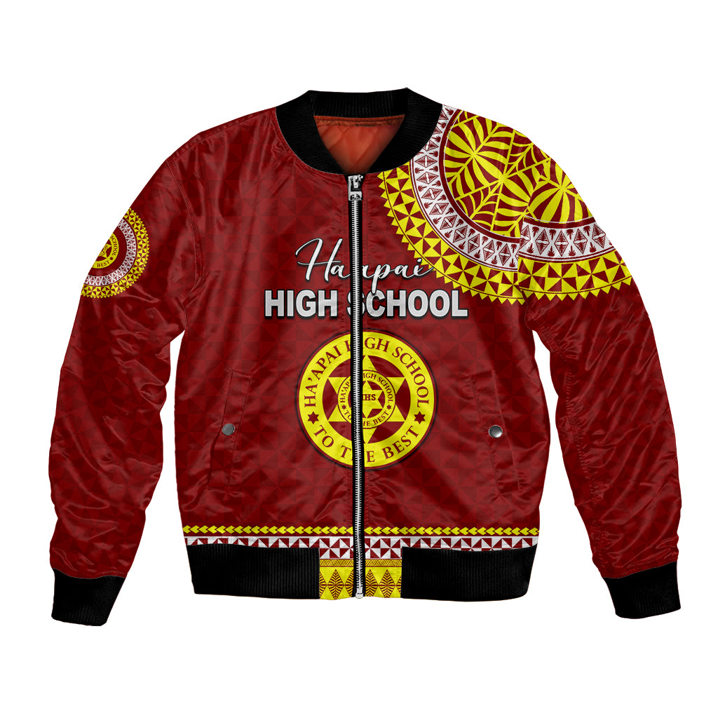 Tonga School Ha'apai High School Bomber Jacket Tribal Pattern LT6 Unisex Maroon - Polynesian Pride