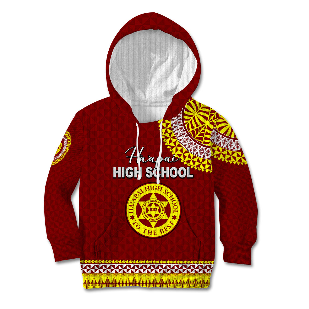 Tonga School Ha'apai High School Kid Hoodie Tribal Pattern LT6 Hoodie Maroon - Polynesian Pride