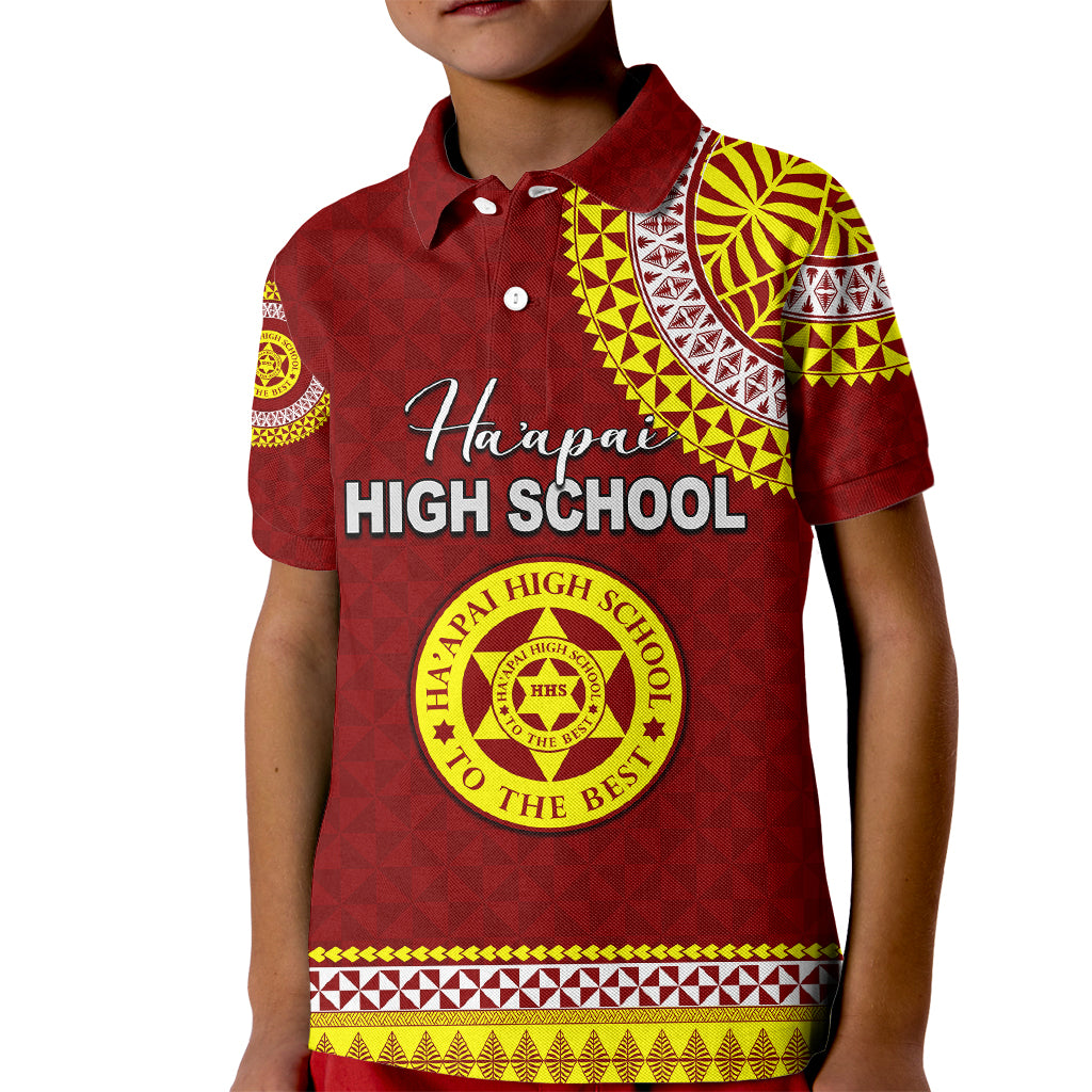 Tonga School Ha'apai High School Kid Polo Shirt Tribal Pattern LT6 Kid Maroon - Polynesian Pride