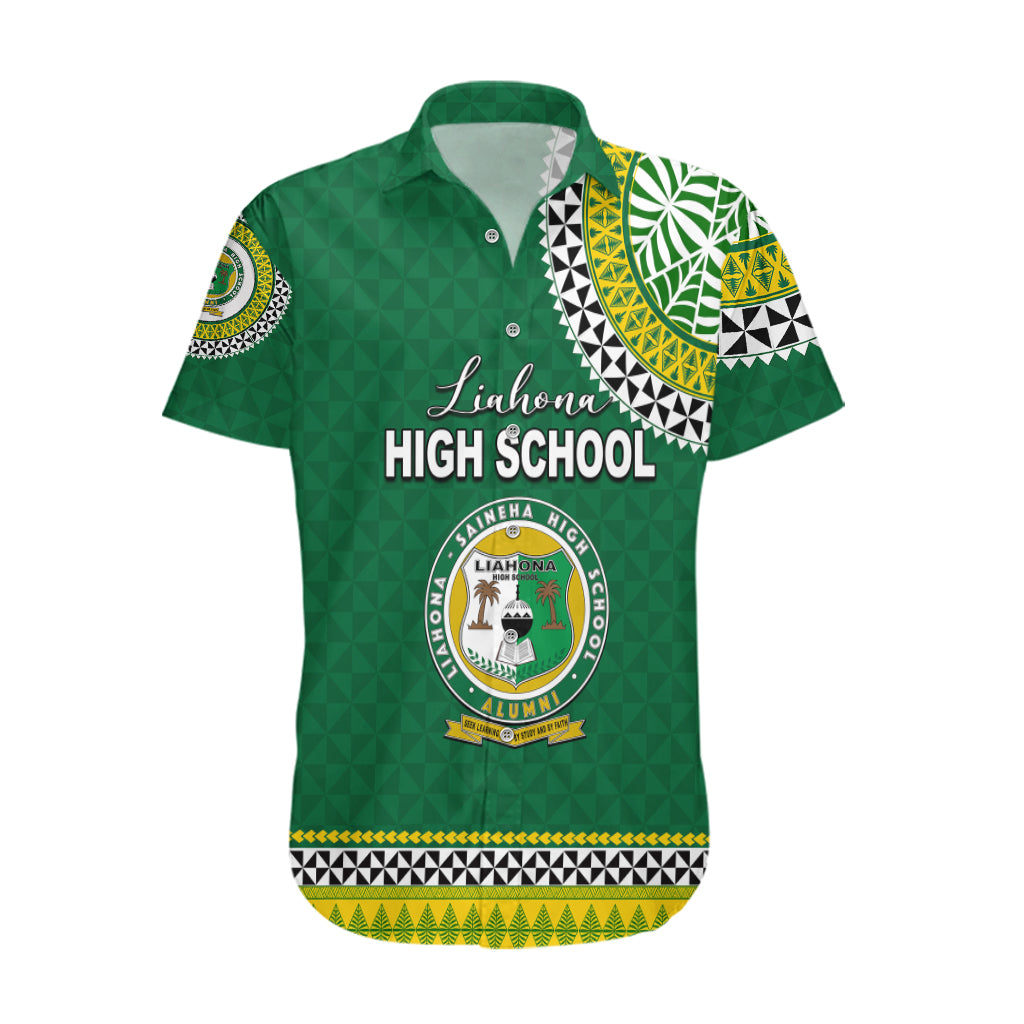 Tonga School Liahona High School Hawaiian Shirt Tribal Pattern LT6 Green - Polynesian Pride