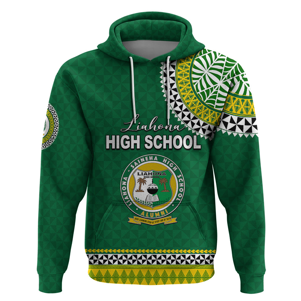 Tonga School Liahona High School Hoodie Tribal Pattern LT6 Green - Polynesian Pride