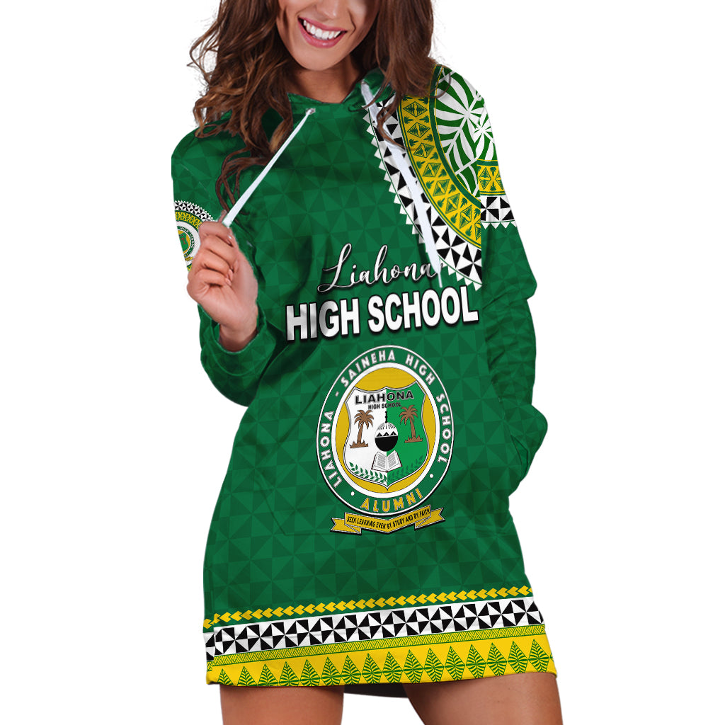 Tonga School Liahona High School Hoodie Dress Tribal Pattern LT6 Green - Polynesian Pride