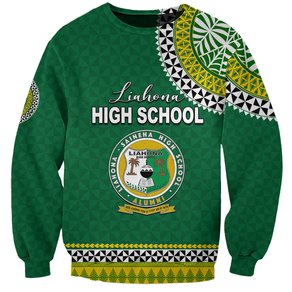 Tonga School Liahona High School Sweatshirt Tribal Pattern LT6 Unisex Green - Polynesian Pride