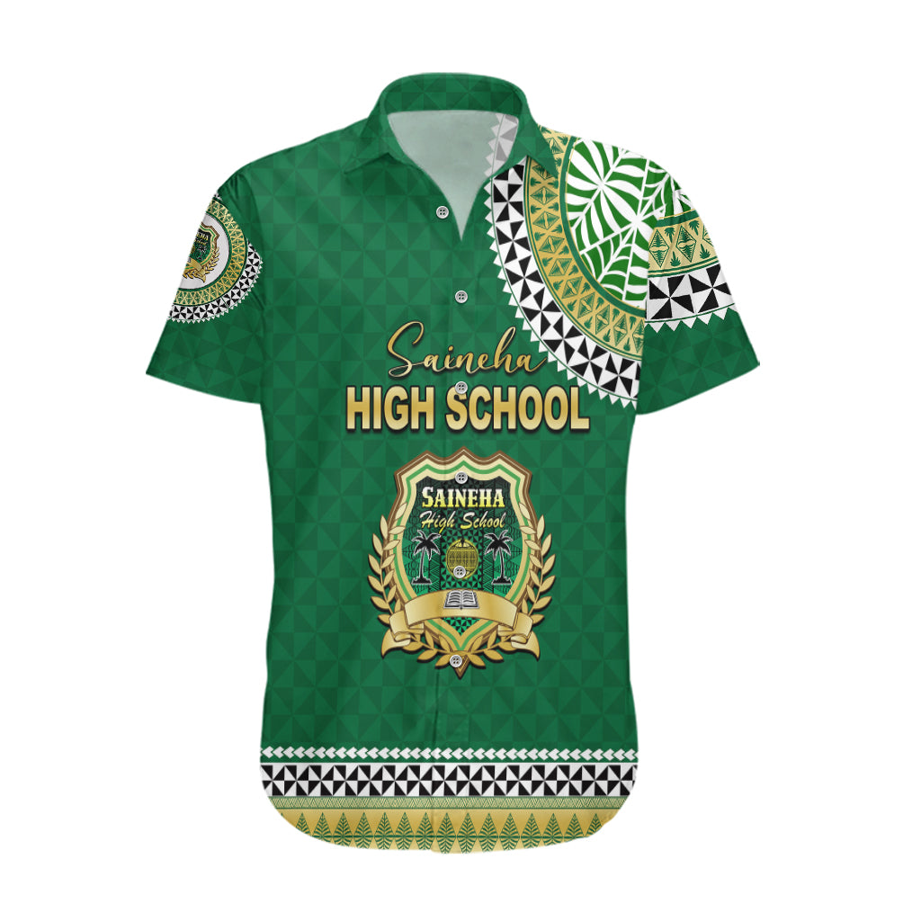 Tonga School Saineha High School Hawaiian Shirt Tribal Pattern LT6 Green - Polynesian Pride