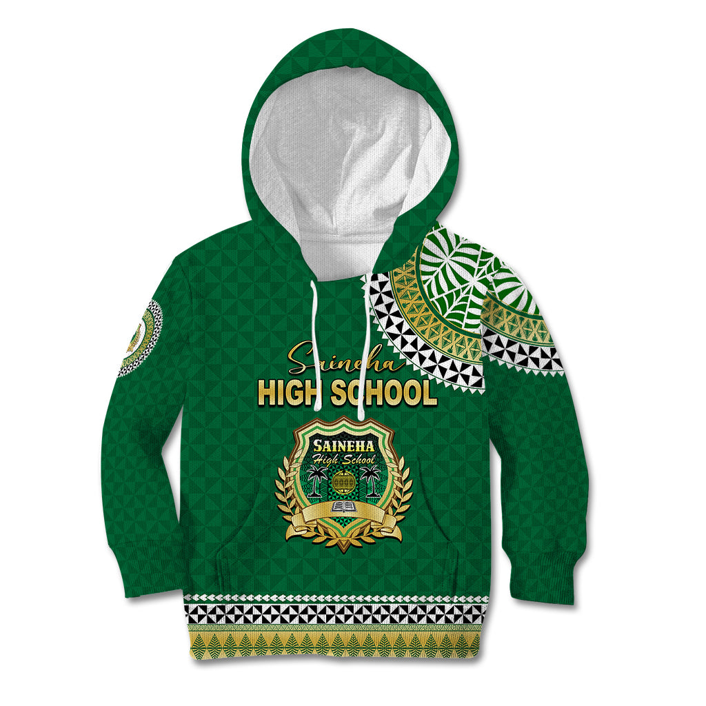 Tonga School Saineha High School Kid Hoodie Tribal Pattern LT6 Hoodie Green - Polynesian Pride