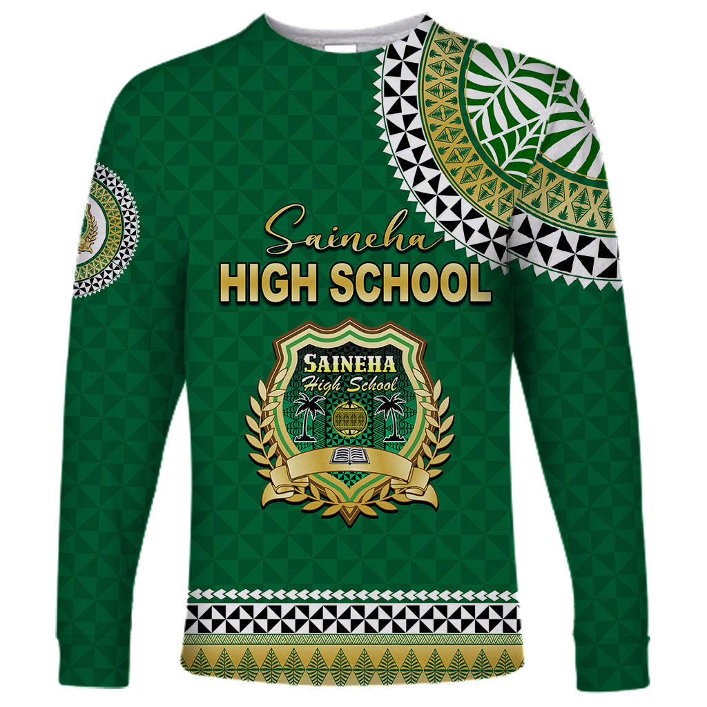 Tonga School Saineha High School Long Sleeve Shirt Tribal Pattern LT6 Unisex Green - Polynesian Pride