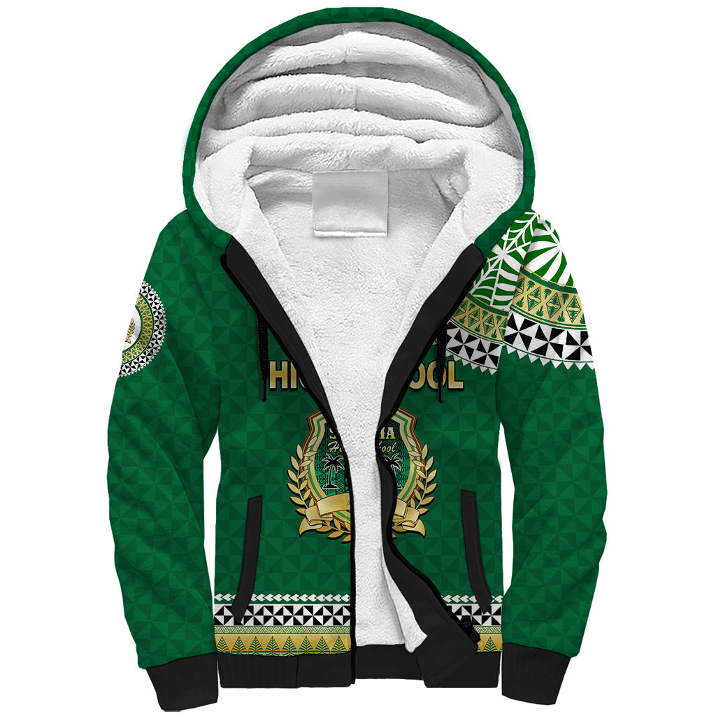 Tonga School Saineha High School Sherpa Hoodie Tribal Pattern LT6 Unisex Green - Polynesian Pride