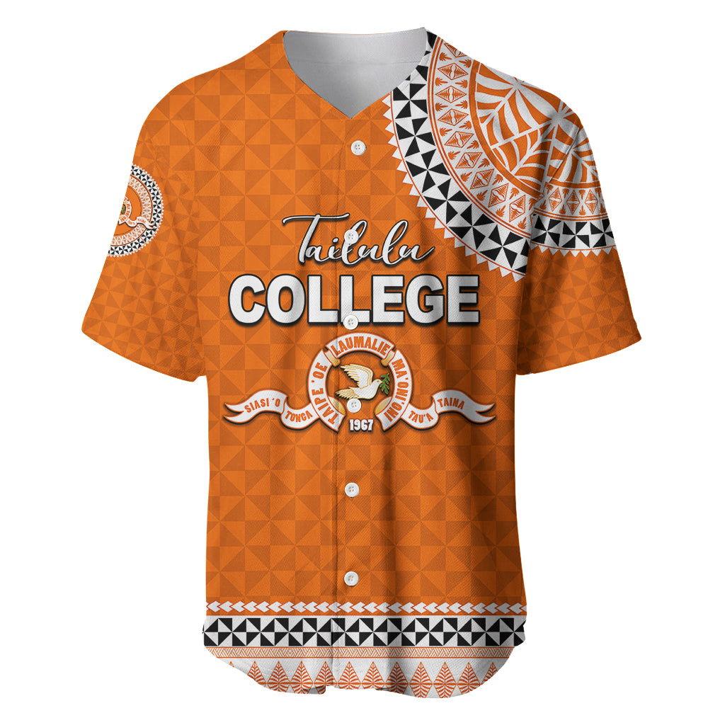 Tonga School Tailulu College Baseball Jersey Tribal Pattern LT6 Orange - Polynesian Pride