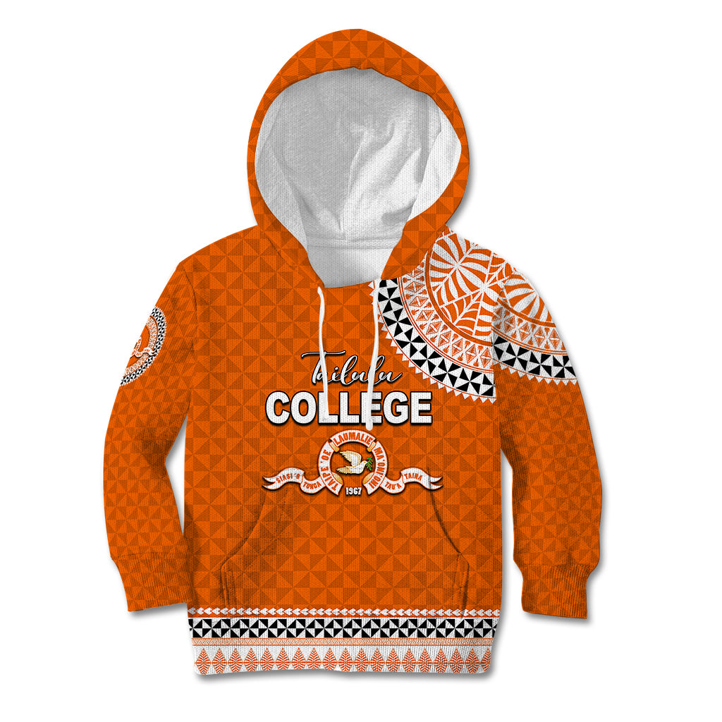 Tonga School Tailulu College Kid Hoodie Tribal Pattern LT6 Hoodie Orange - Polynesian Pride