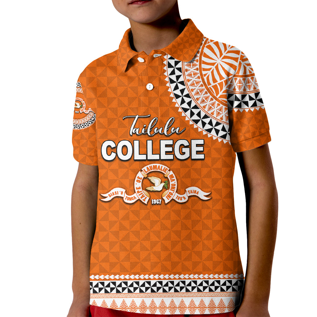 Tonga School Tailulu College Kid Polo Shirt Tribal Pattern LT6 Kid Orange - Polynesian Pride