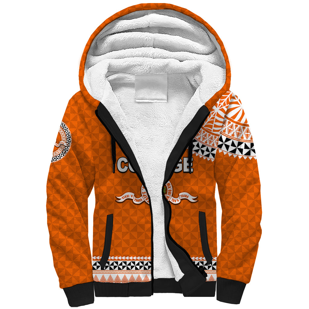 Tonga School Tailulu College Sherpa Hoodie Tribal Pattern LT6 Unisex Orange - Polynesian Pride