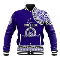 Tonga School Tupou College Baseball Jacket Tribal Pattern LT6 Unisex Blue - Polynesian Pride