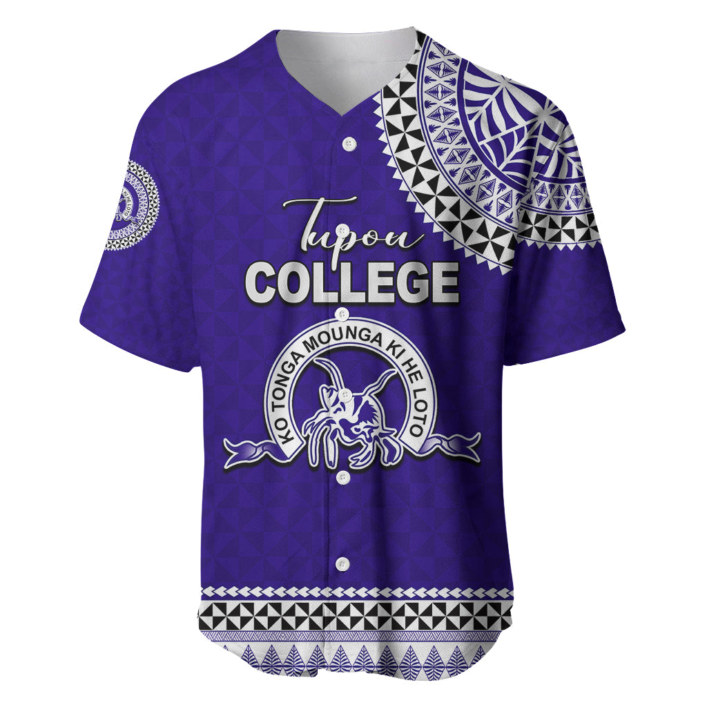 Tonga School Tupou College Baseball Jersey Tribal Pattern LT6 Blue - Polynesian Pride