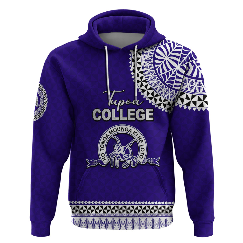 Tonga School Tupou College Hoodie Tribal Pattern LT6 Blue - Polynesian Pride