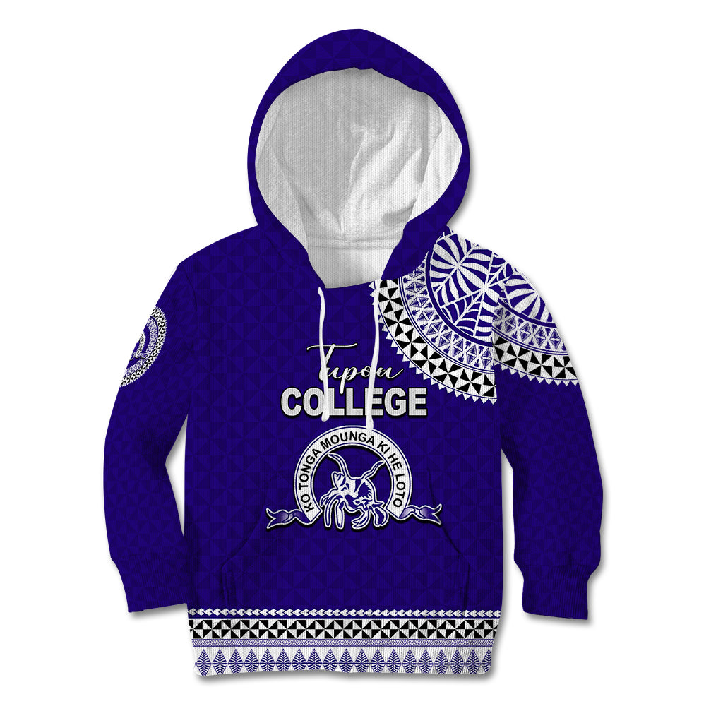 Tonga School Tupou College Kid Hoodie Tribal Pattern LT6 Hoodie Blue - Polynesian Pride