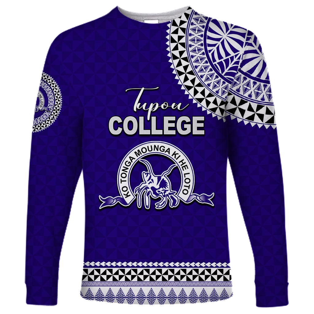 Tonga School Tupou College Long Sleeve Shirt Tribal Pattern LT6 Unisex Blue - Polynesian Pride