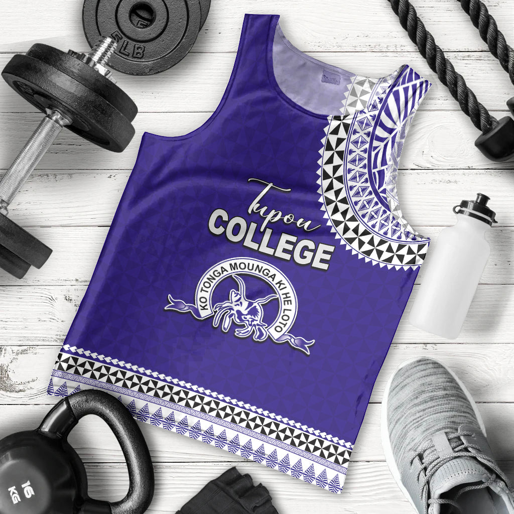 Tonga School Tupou College Men Tank Top Tribal Pattern LT6 Blue - Polynesian Pride