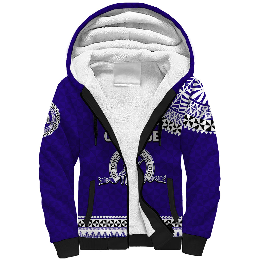 Tonga School Tupou College Sherpa Hoodie Tribal Pattern LT6 Unisex Blue - Polynesian Pride