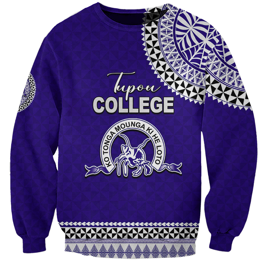 Tonga School Tupou College Sweatshirt Tribal Pattern LT6 Unisex Blue - Polynesian Pride