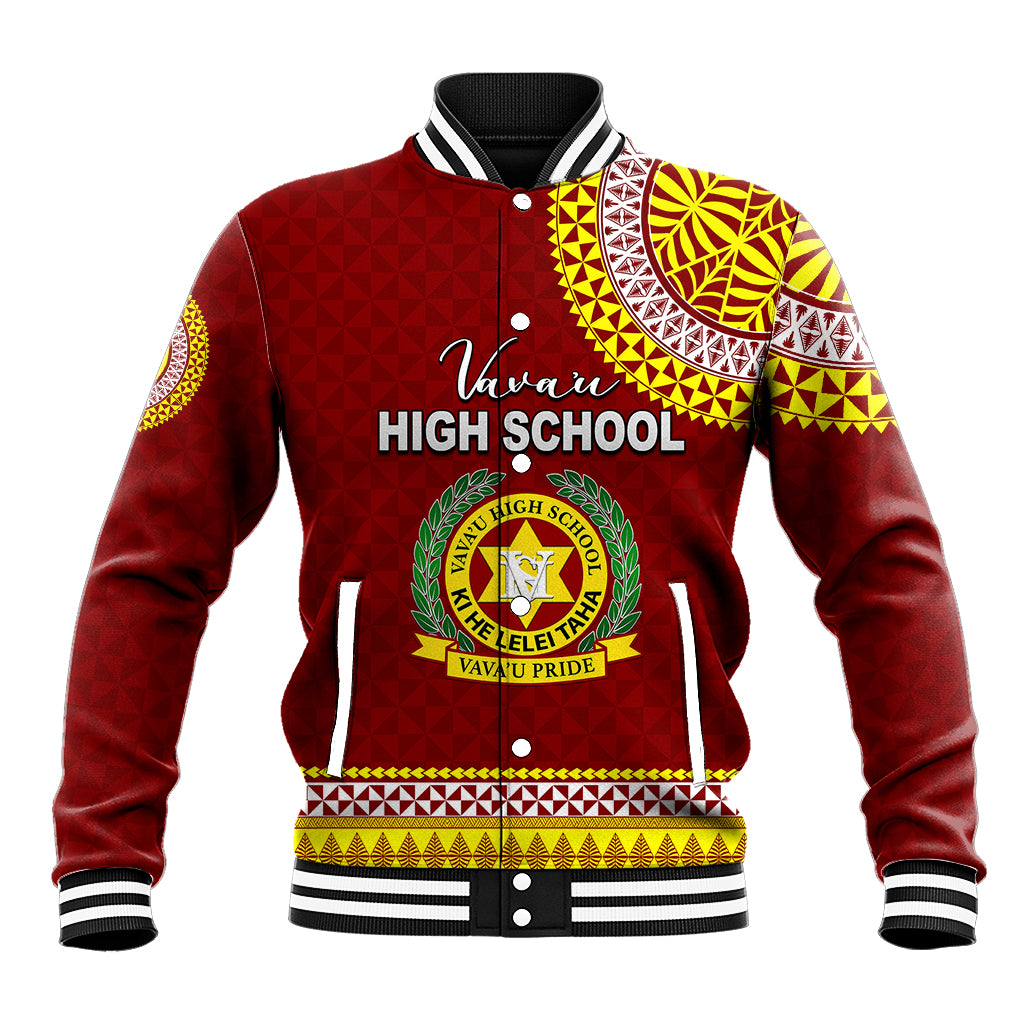 Tonga School Vava'u High School Baseball Jacket Tribal Pattern LT6 Unisex Maroon - Polynesian Pride