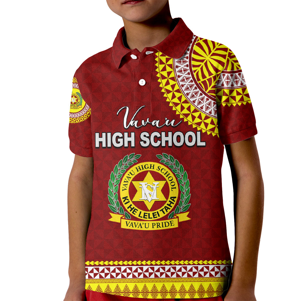 Tonga School Vava'u High School Kid Polo Shirt Tribal Pattern LT6 Kid Maroon - Polynesian Pride