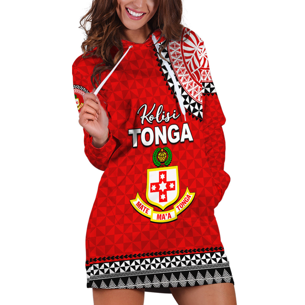 Tonga School Kolisi Tonga Hoodie Dress Tribal Pattern LT6 Red - Polynesian Pride