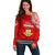 Tonga School Kolisi Tonga Off Shoulder Sweater Tribal Pattern LT6 Women Red - Polynesian Pride