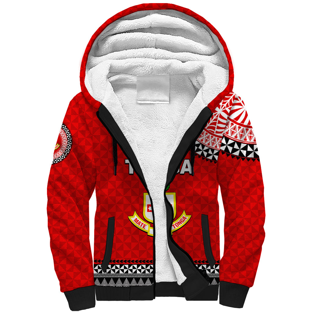 Tonga School Kolisi Tonga Sherpa Hoodie Tribal Pattern LT6 Unisex Red - Polynesian Pride